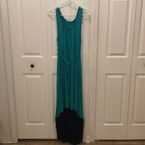 Liz Lange Maternity Teal Navy Hi Low Maxi Dress
